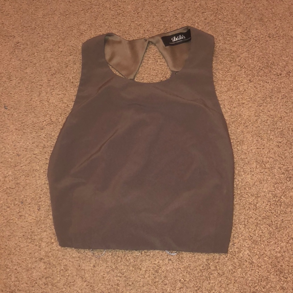 NEVER WORN Brown beige crop top